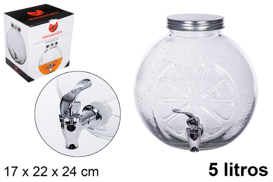 DISTRIBUTORE D''ACQUA IN VETRO FORMA ARANCIA CON RUBINETTO 5