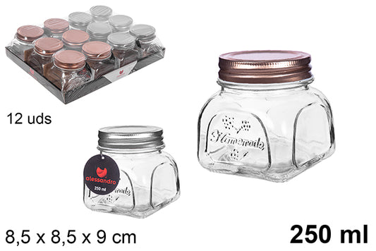 BARATTOLO IN VETRO DECORATO CON COPERCHIO 250ML