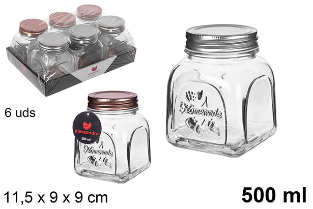 BARATTOLO IN VETRO DECORATO CON COPERCHIO 500ML