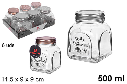 BARATTOLO IN VETRO DECORATO CON COPERCHIO 500ML