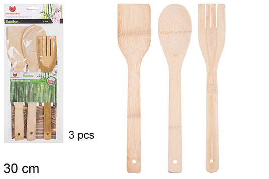 PACK DA 3 POSATE IN BAMBU 30 CM