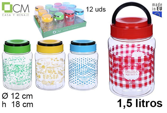 BARATTOLO IN PLASTICA DECORATO CON MANICO 1,5 L.