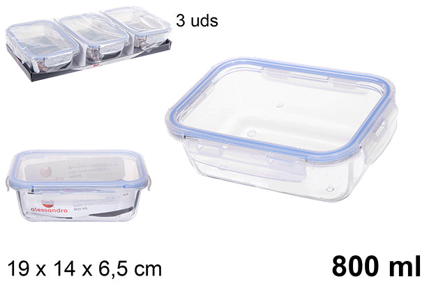 CONTENITORE PER ALIMENTI VETRO PLASTICA ERMETICO RETTANGOLAR