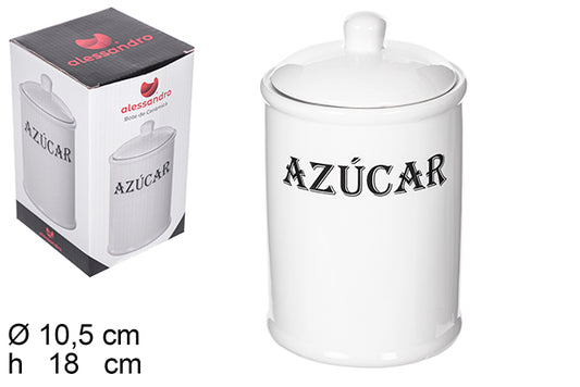 BARATTOLO DA CUCINA CON COPERCHIO IN CERAMICA BIANCA AZ CAR