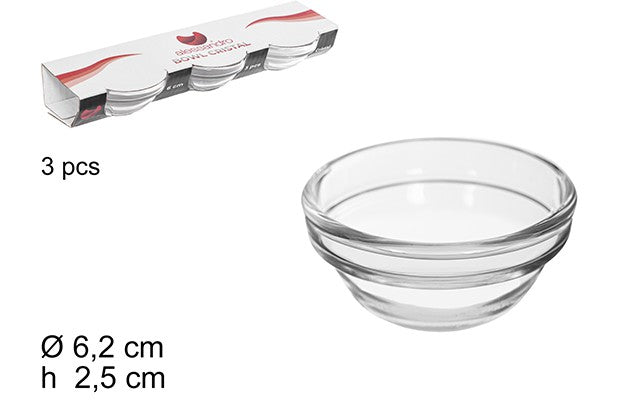 PACK 3 CIOTOLE DI VETRO 6 CM