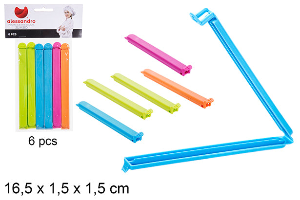 PACK 6 CLIP DI CHIUSURA BORSA JUMBO 16,5 CM