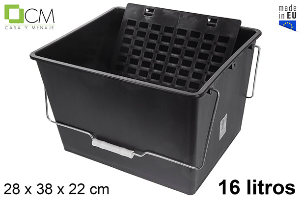 SECCHIO VERNICE IN PLASTICA CON GRIGLIA NERA 16 L.
