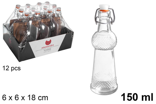 BOTTIGLIA IN VETRO CON TAPPO MECCANNICO 150ML