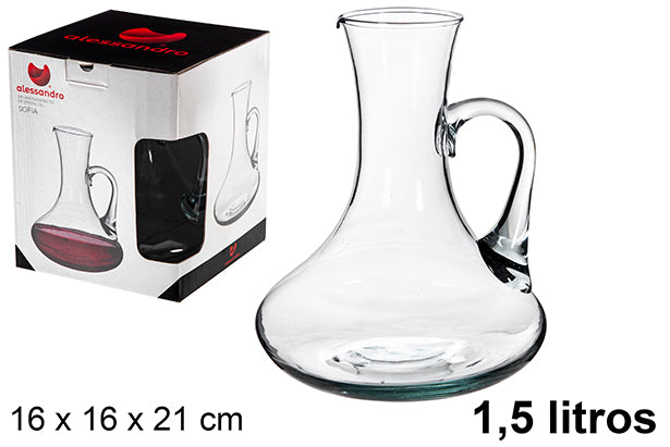 Decanter Sofia dritto in vetro con manico 1,5 l.