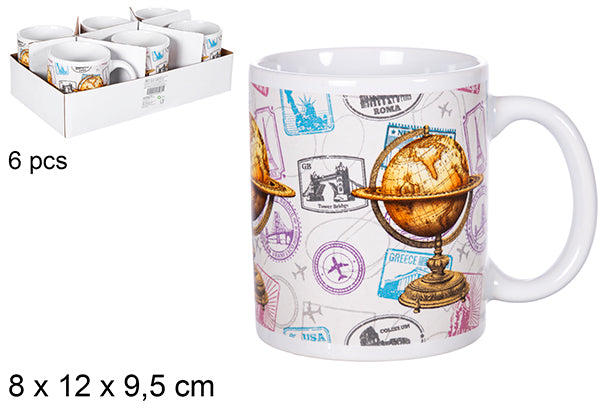 Tazza decorata con mappamondo