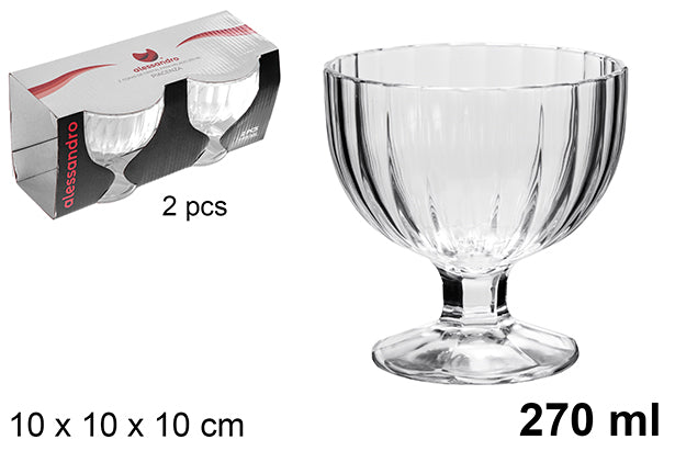 PACK 3 COPPE IN VETRO PER GELATO  PIACENZA 270 ML