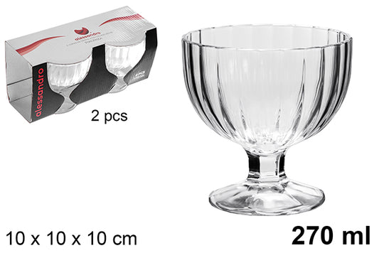 PACK 3 COPPE IN VETRO PER GELATO  PIACENZA 270 ML