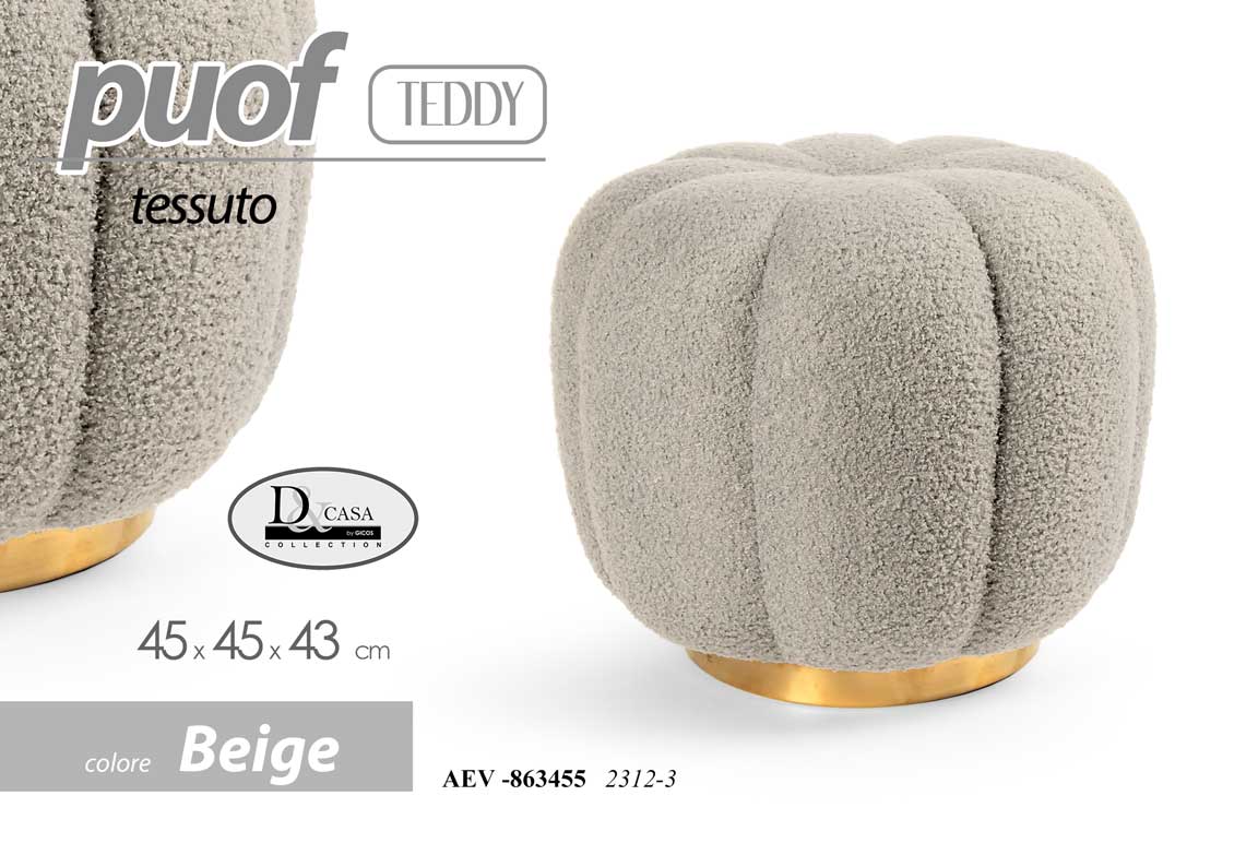 AEV/POUF TEDDY BEI 45*45*43CM 2312-3