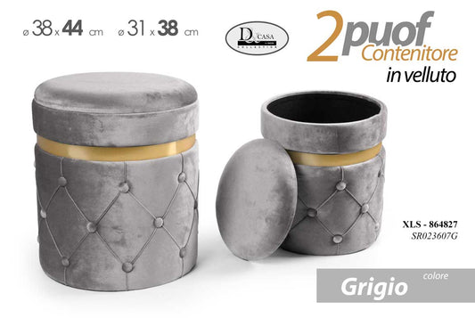 XLS/2PZ CONT POUF GRIGIO 44/38 SR022607G