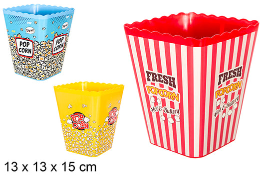 Secchiello per popcorn quadrato colori assortiti 12/unità