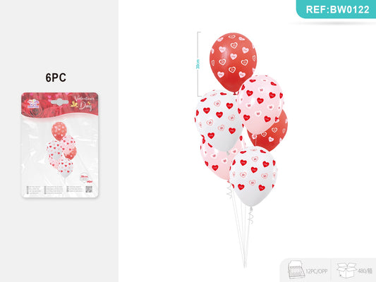 PALLONCINI MISTI SAN VALENTINO CUORE 2.8G 30CM 6PC