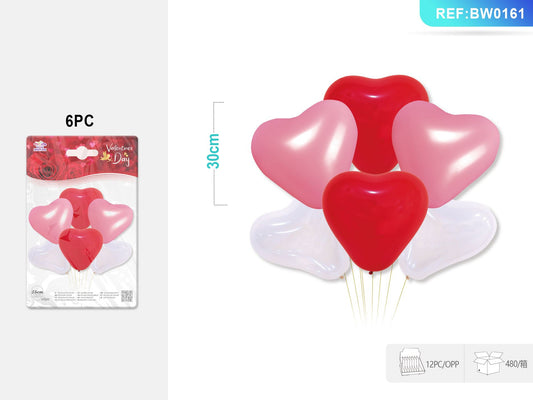 PALLONCINI MISTI SAN VALENTINO A CUORE 2.2G 30CM 6PC