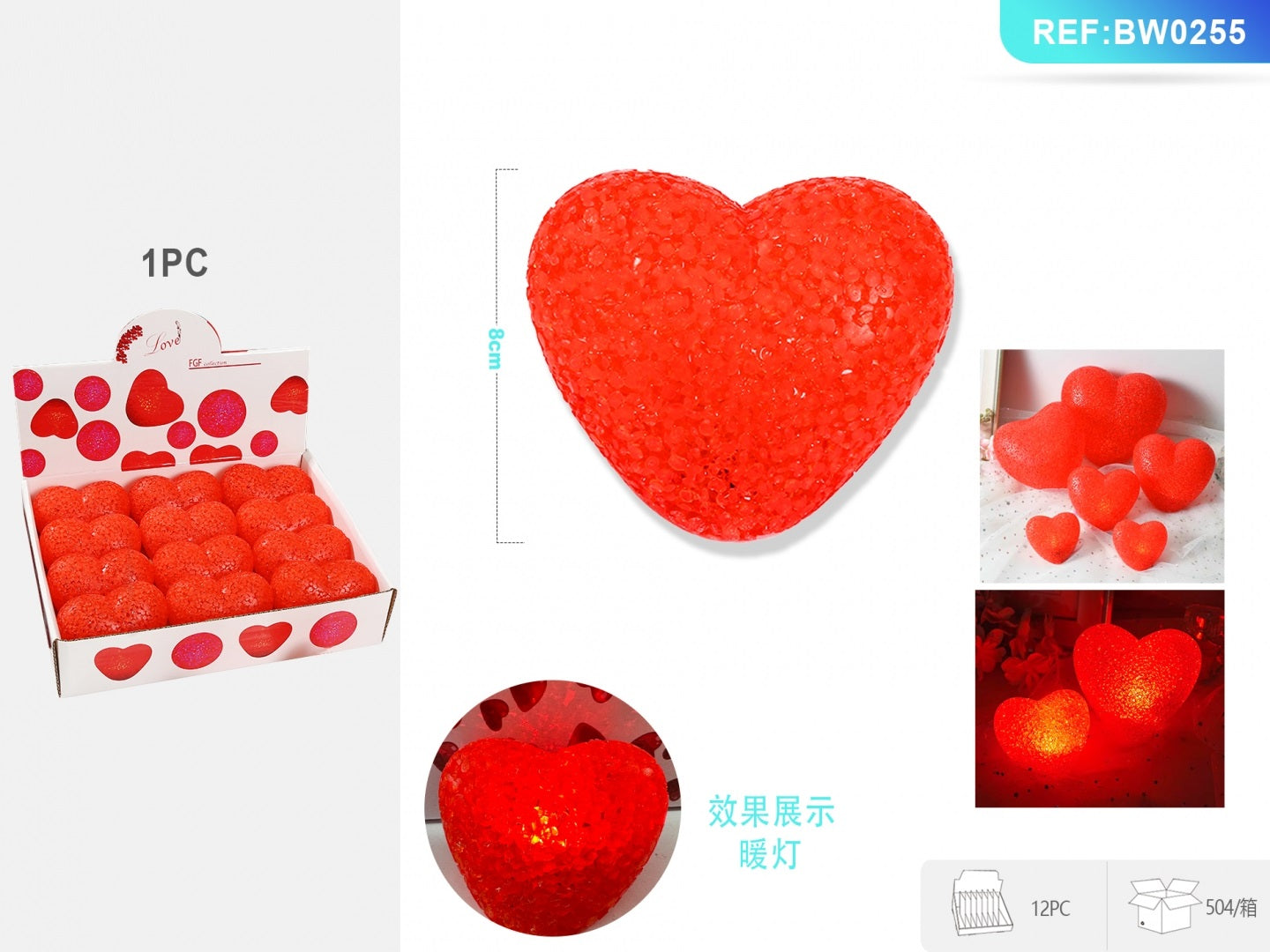 LAMPADA ROSSA CUORE IN EVA 5.5CM 1PZ