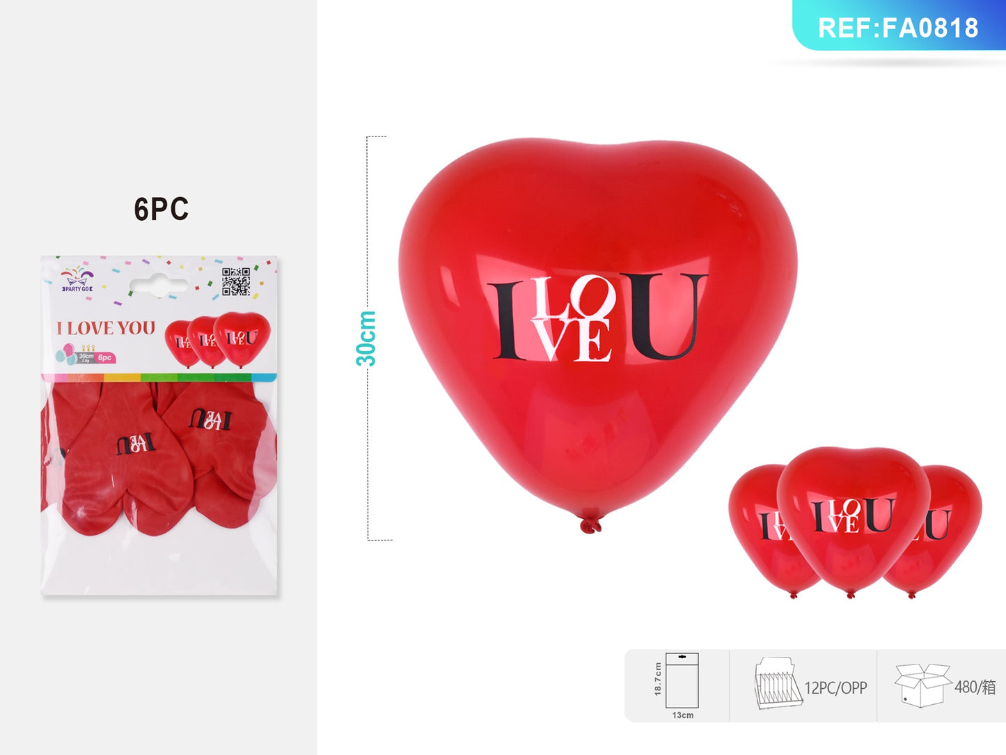 PALLONCINO CUOER LOVE YOU ROSSO 2.8G 30CM