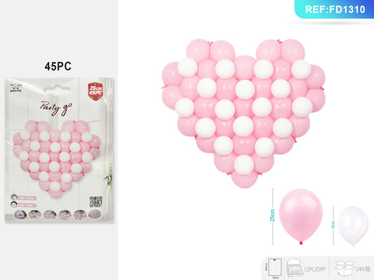 SET DI PALLONCINI A FORMA DI CUORE ROSA 75*75CM 45PC