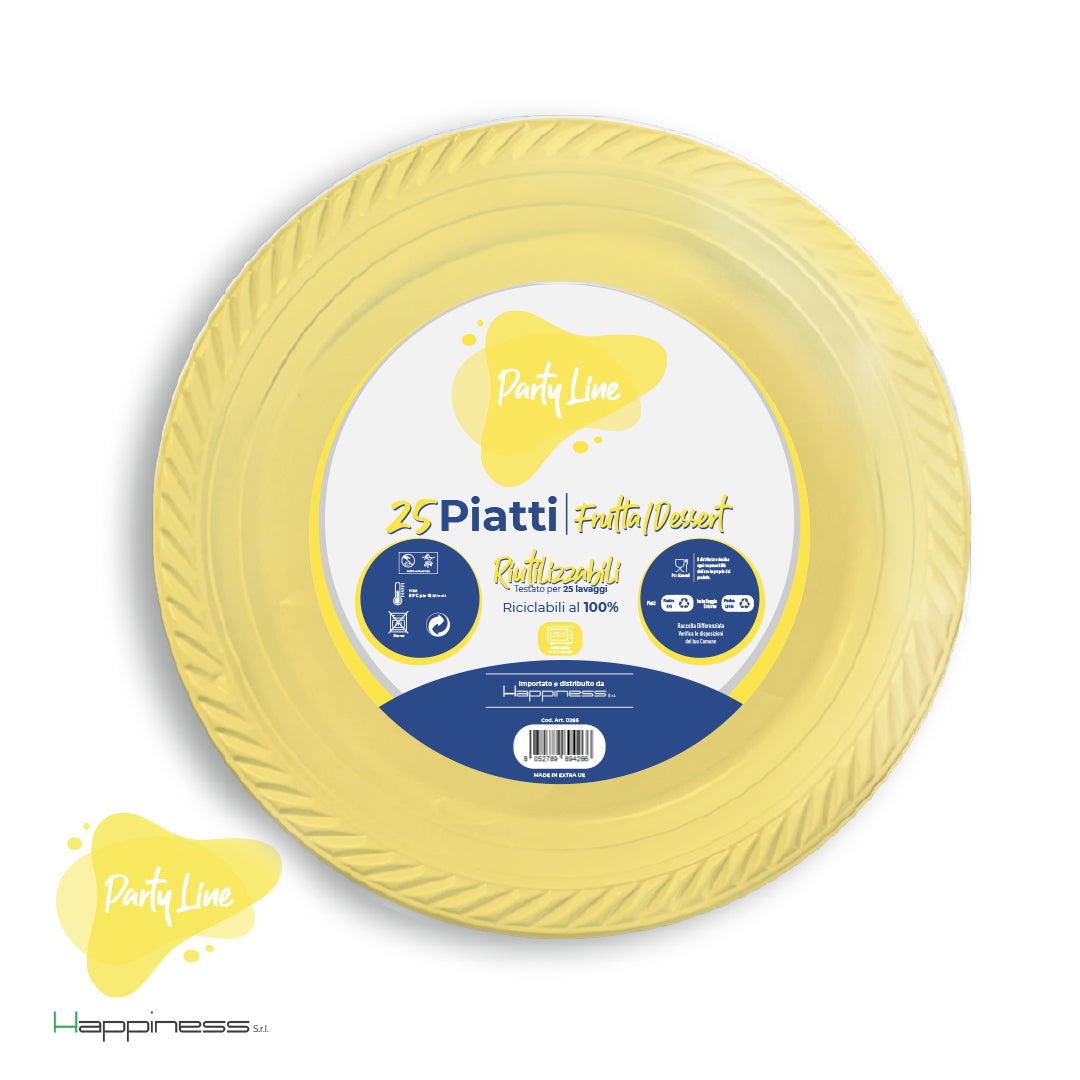 PIATTI IN PLASTICA FRUTTA GIALLI 25PZ