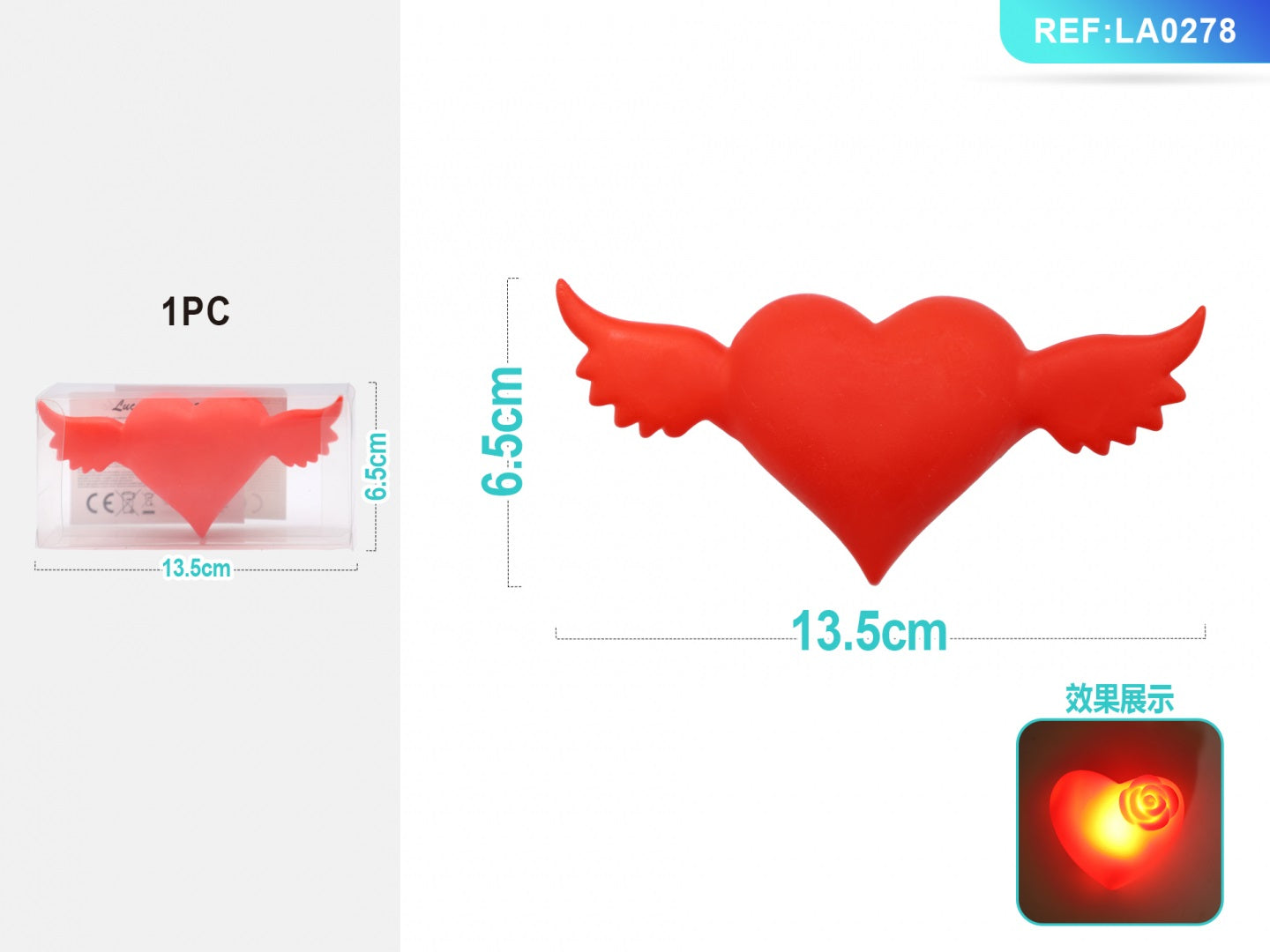 LUCI CALDE CON ALI DI CUORE SAN VALENTINO 1PZ