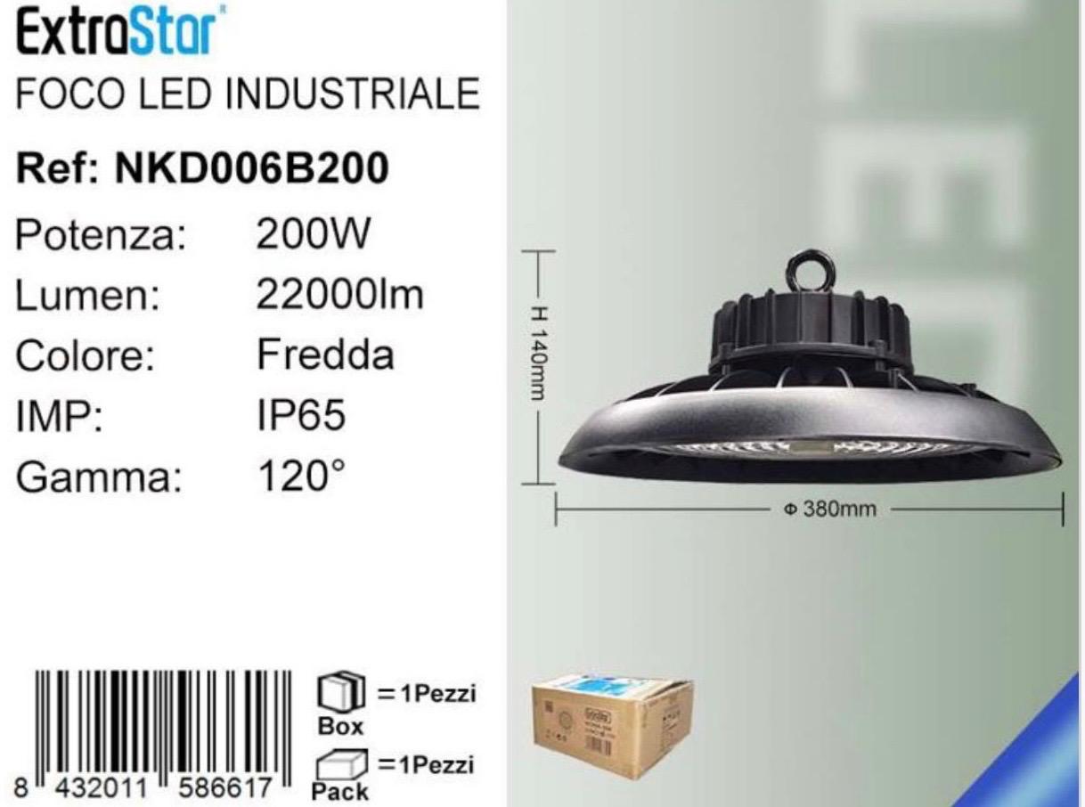 FARO LED INDUSTRIALE 200W 6500K QTA/1