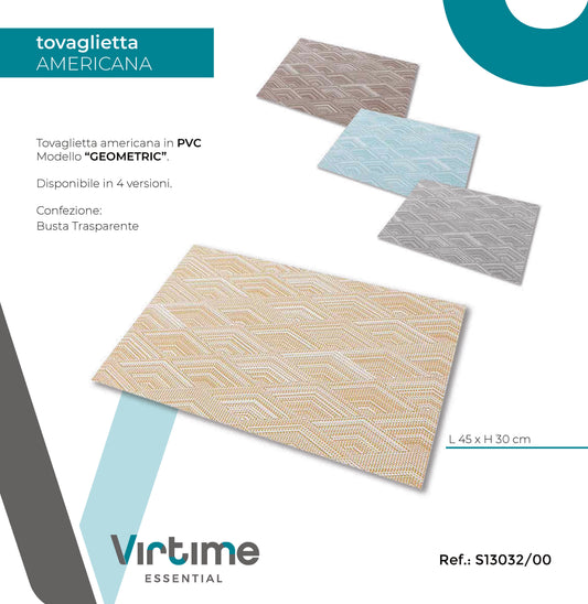 TOVAGLIETTA AMERICANA PVC 45X30CM"GEOMETRIC"4C.AS