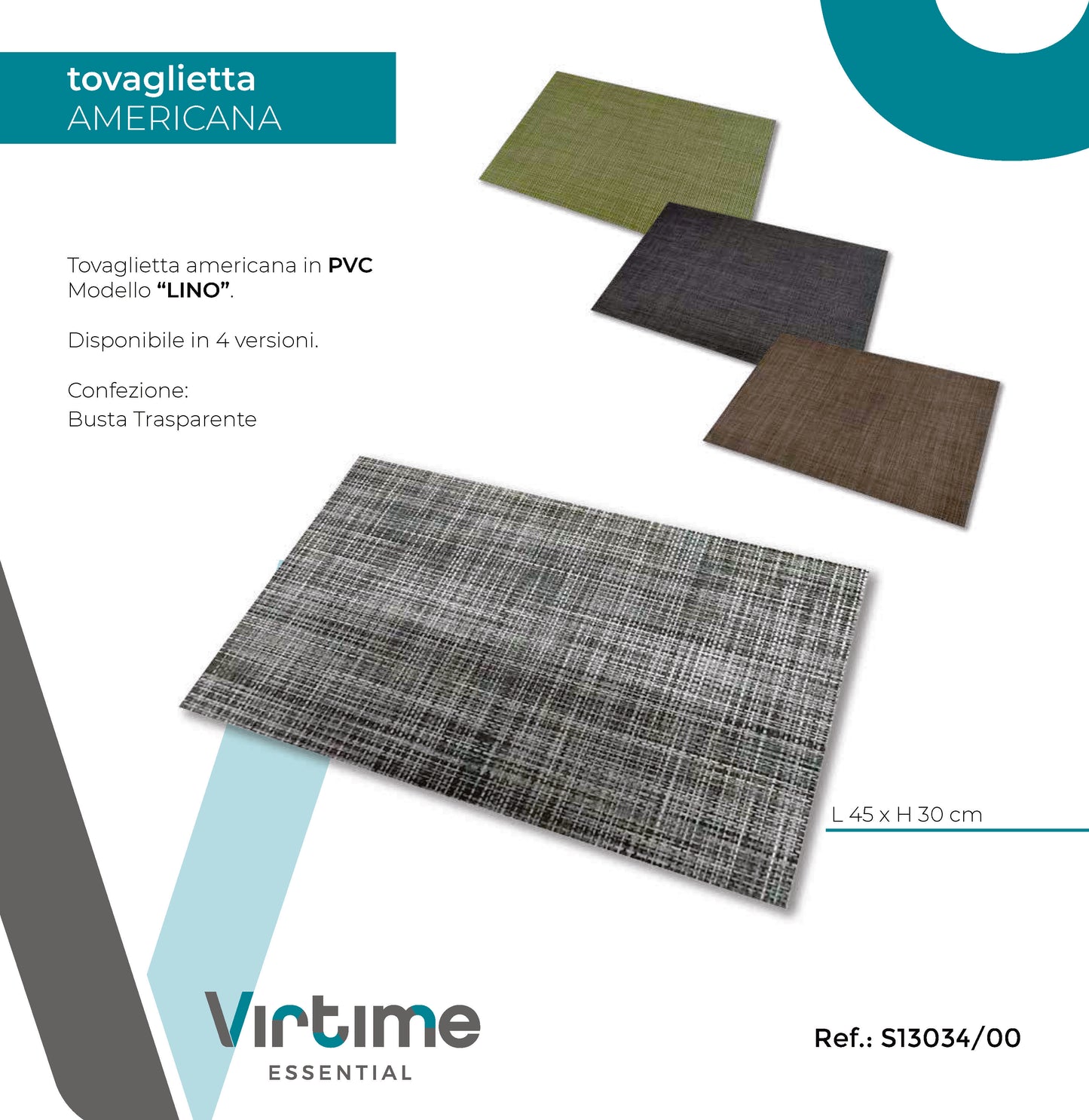 TOVAGLIETTA AMERICANA PVC 45X30CM "LINO" 4 C.AS