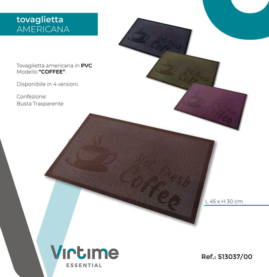 TOVAGLIETTA AMERICANA PVC 45X30CM"COFFEE" 4 C.ASS.