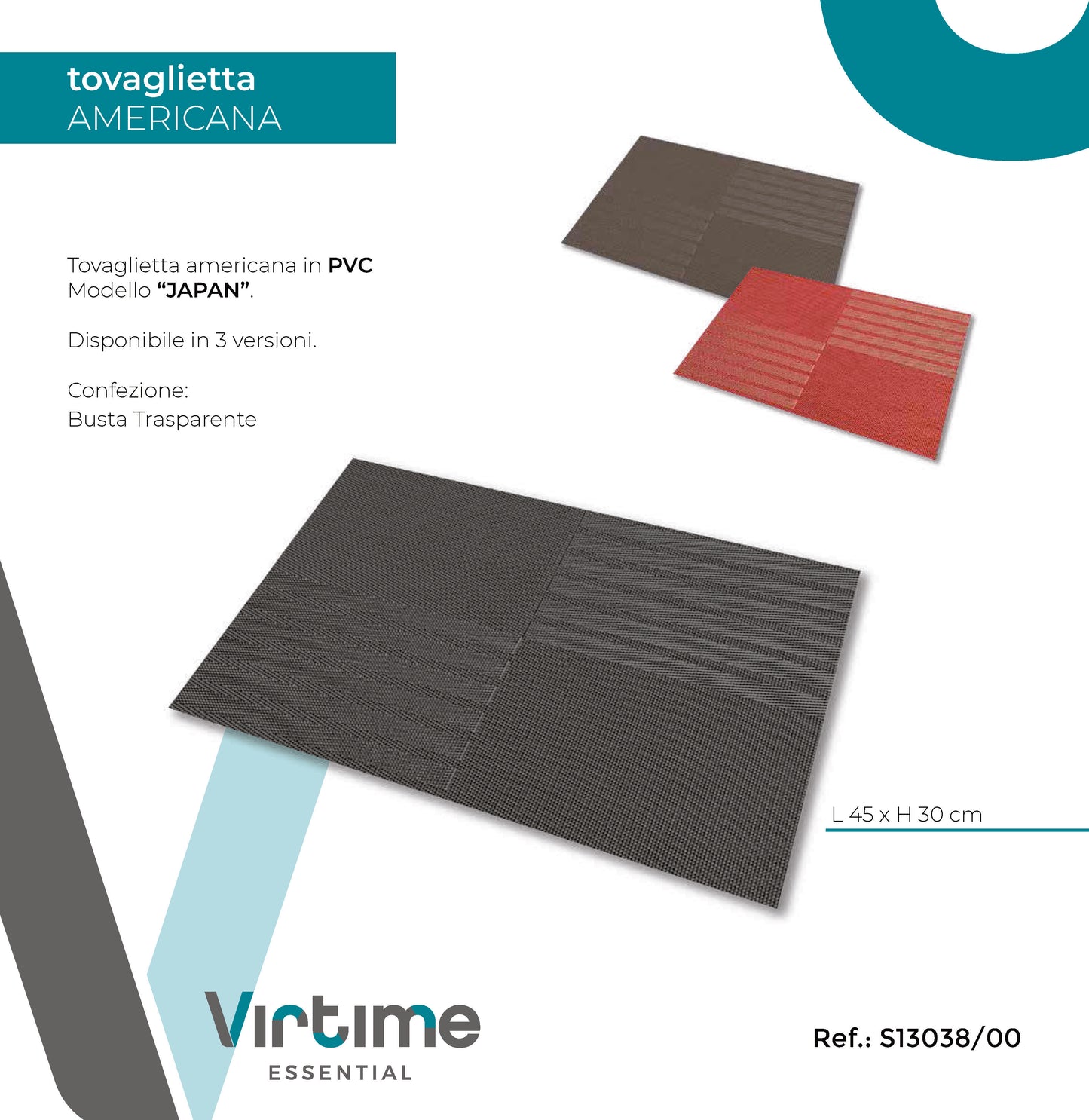 TOVAGLIETTA AMERICANA PVC 45X30CM JAPAN" 3 C.ASS.