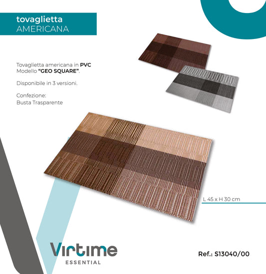TOVAGLIETTA AMERICANA PVC 45X30CM"GEO SQUARE"3C.AS