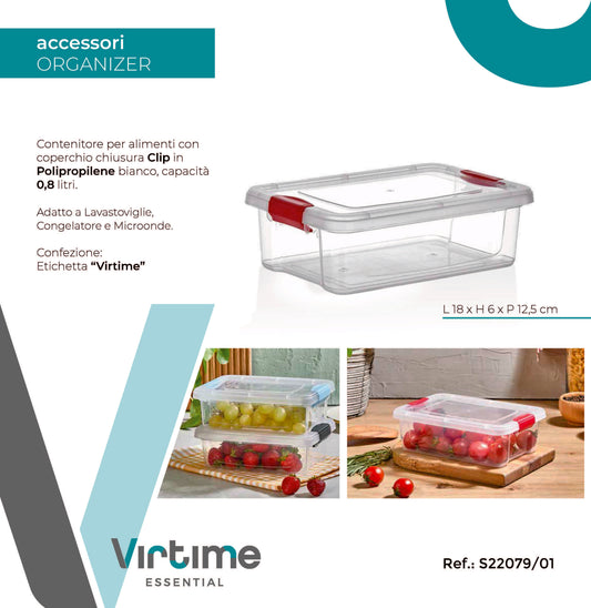 CONTENITORE PER ALIMENTI 0.80 LT CON CLIP