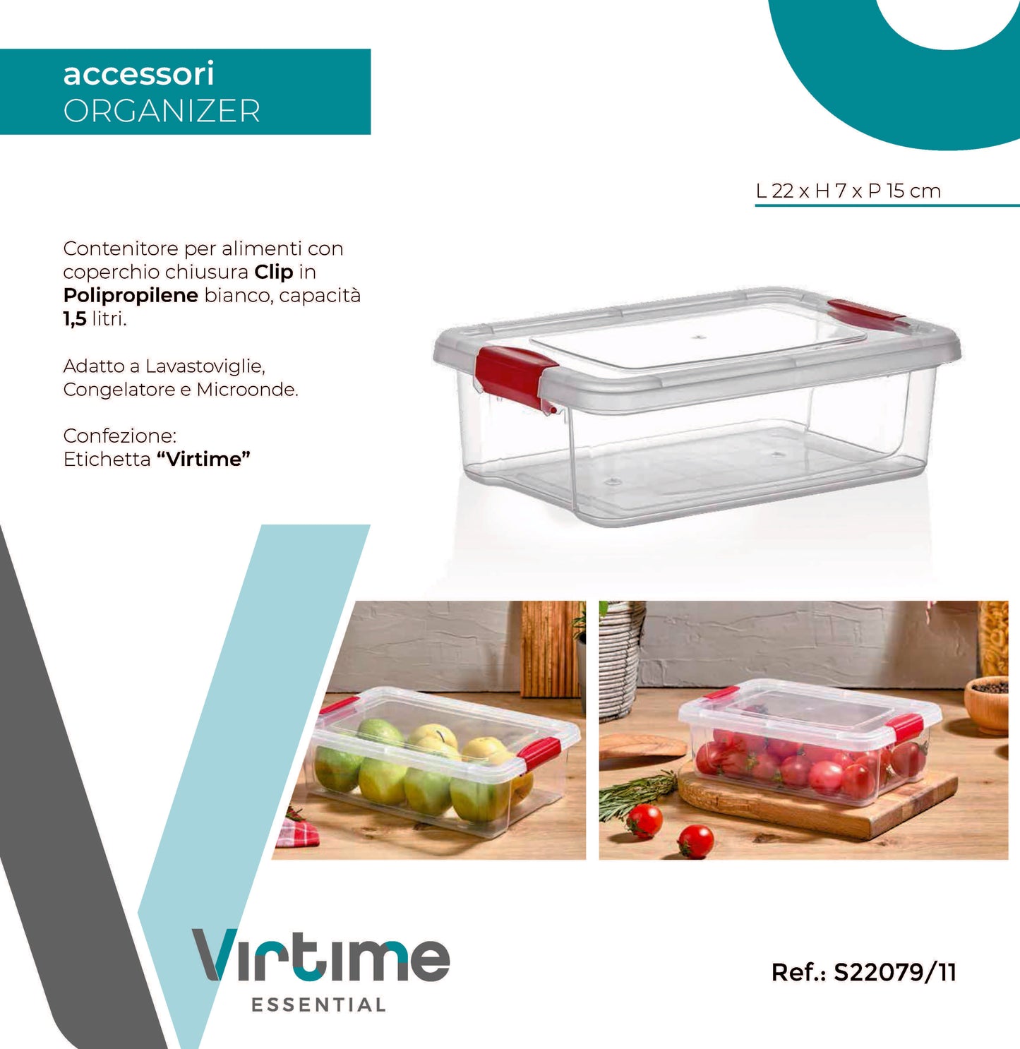 CONTENITORE PER ALIMENTI 1.50 LT CON CLIP