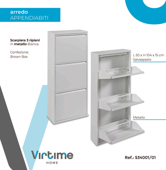 SCARPIERA MET.50X104X15CM 3 RIPIANI BIANCA