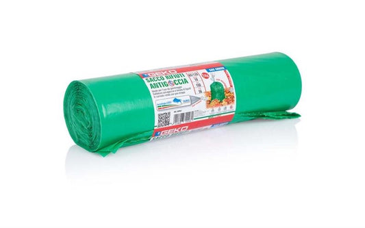 SACCO RIFIUTI LDPE 56 MY 80 X 120 CM 150 L VERDE ROLL 10 PZ